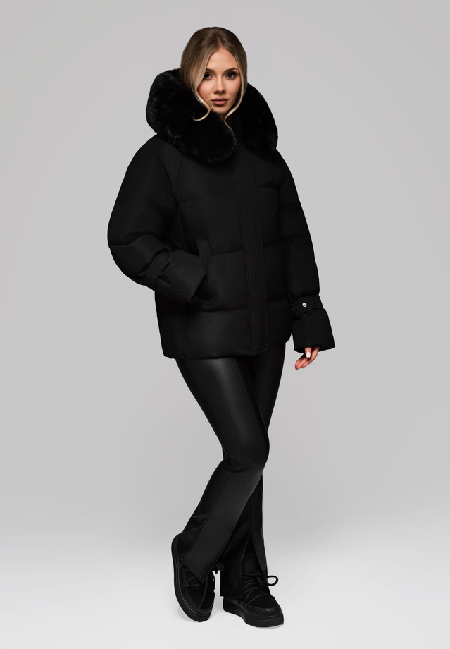 Women's insulated jacket with fur OW-JAHP-0105 v1 - black