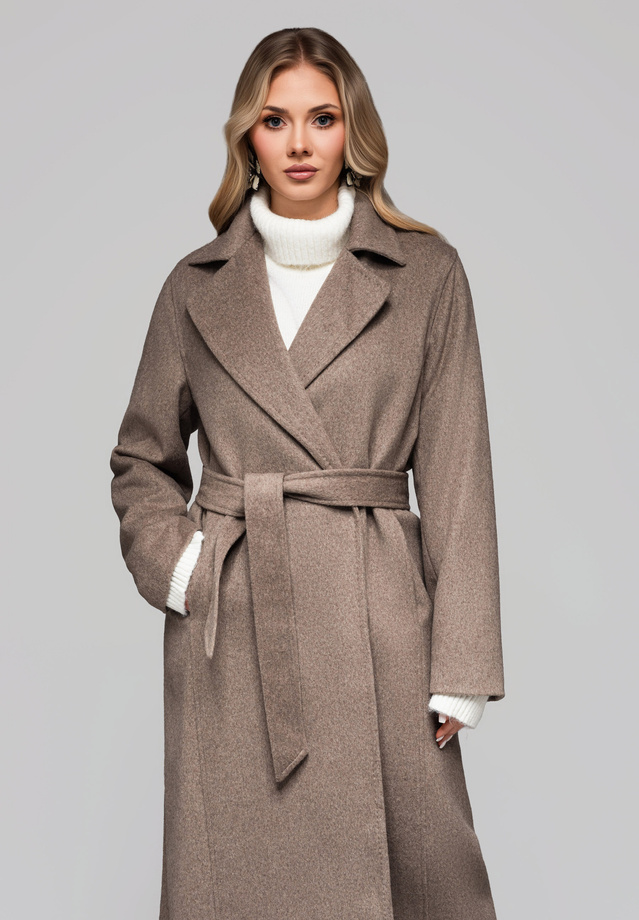 Men's minimalist coat with detachable vest - beige V1 OM-COLC-0139