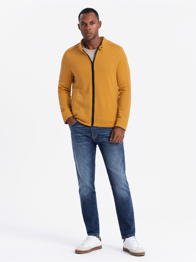 Bluza męska rozpinana ze stójką - żółta V4 OM-SSZP-22FW-005