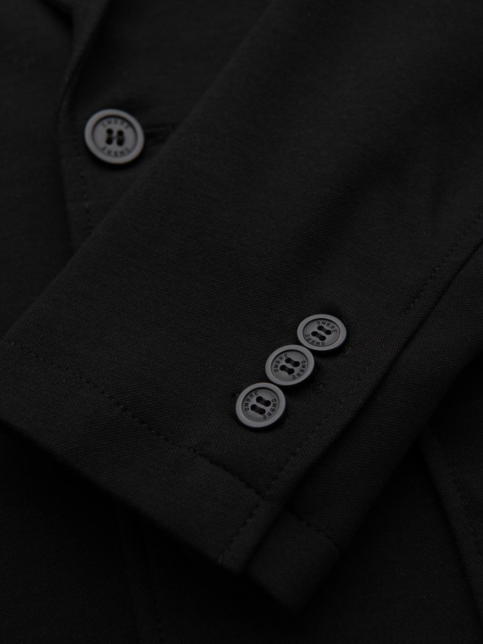Men's SLIM knit jacket with subtle texture - black V2 OM-BLZB-0101