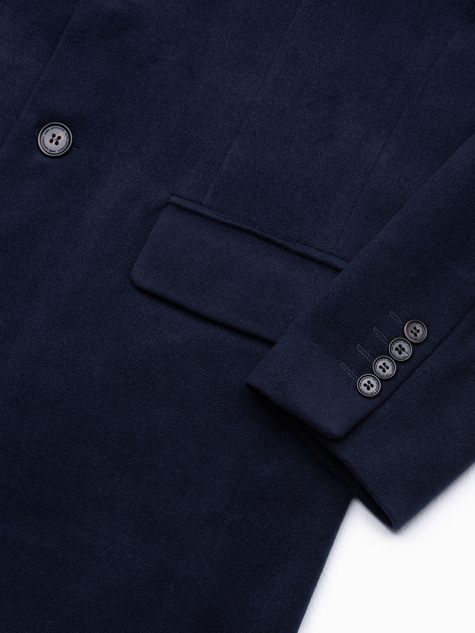 Płaszcz męski klasyczny jednorzędowy - granatowy V1 C432