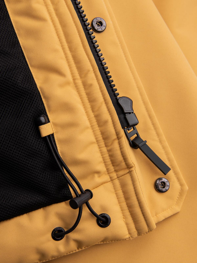 Men's long insulated jacket with reflective elements - yellow V2 OM-JALJ-0169