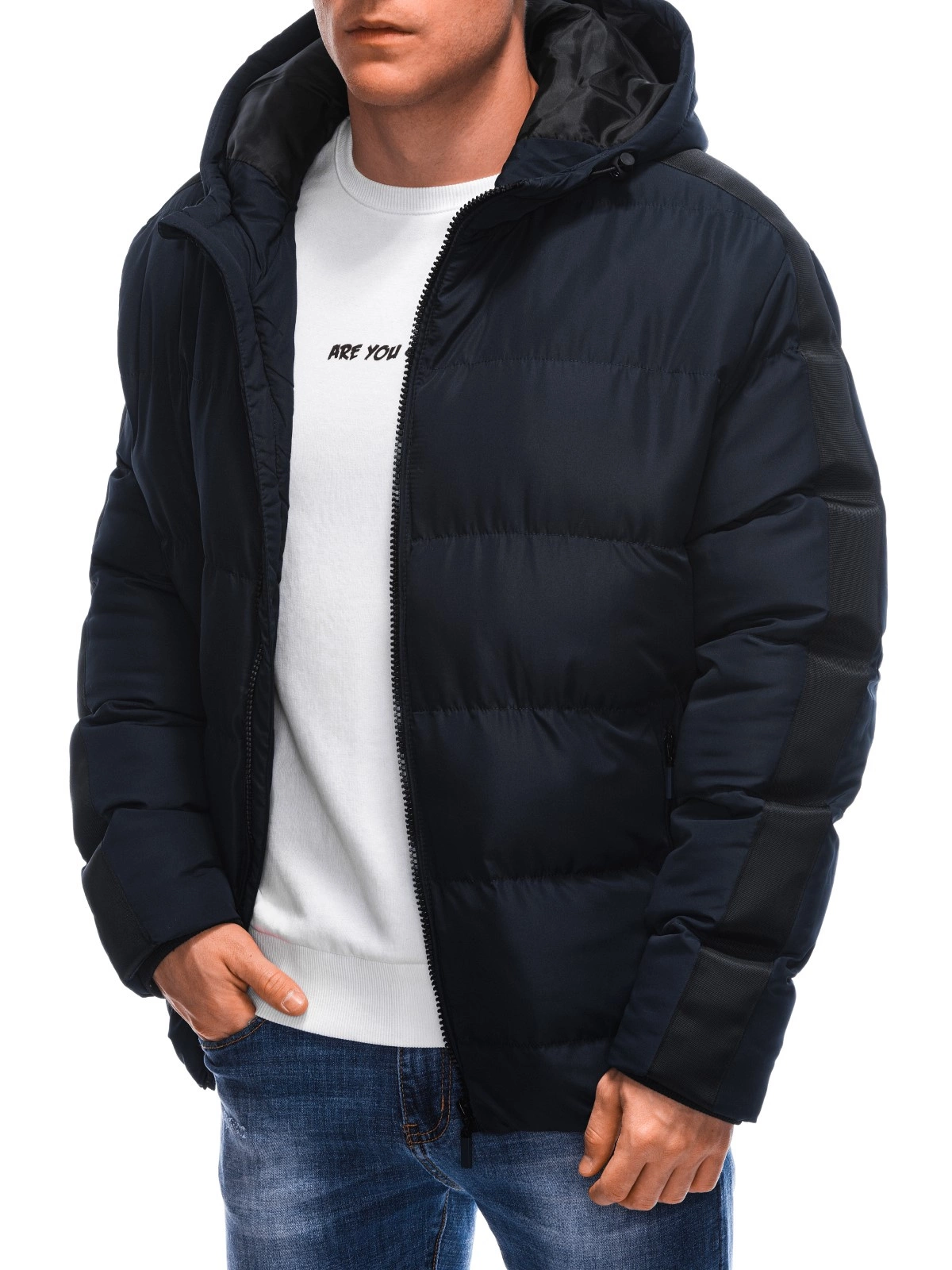 Men s quilted winter jacket navy blue V1 EM JAHP 0101 MODONE wholesale Clothing For Men