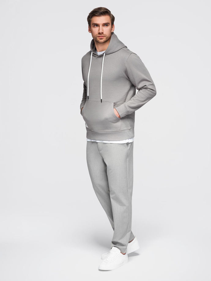 Men's kangaroo hooded sweatshirt - gray V8 OM-SSBN-0177