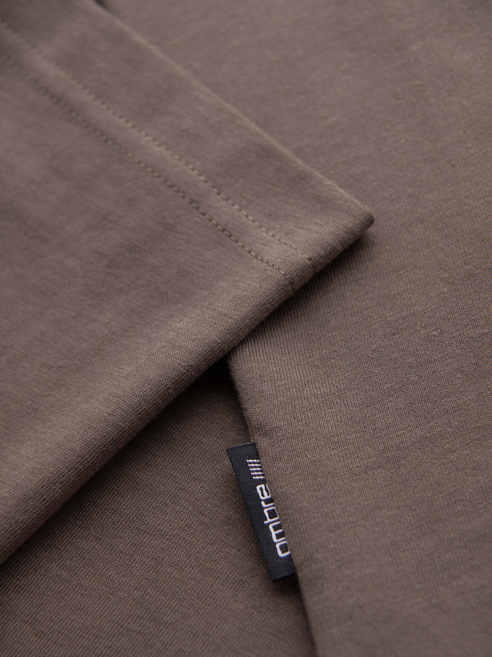 T-shirt męski bawełniany z printowaną kieszonką – ciemnooliwkowy V1 OM-TSPT-0227