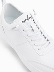 Men's monochromatic sports style shoes with stitching - white V1 OM-FOCS-0159