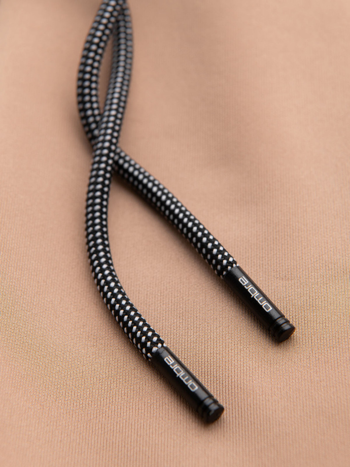 Men's sweatpants joggers with contrasting stripes - beige V4 OM-PASK-0229