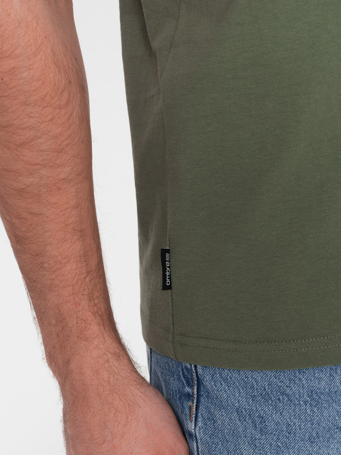 BASIC men's classic cotton T-shirt - khaki V6 OM-TSBS-0146