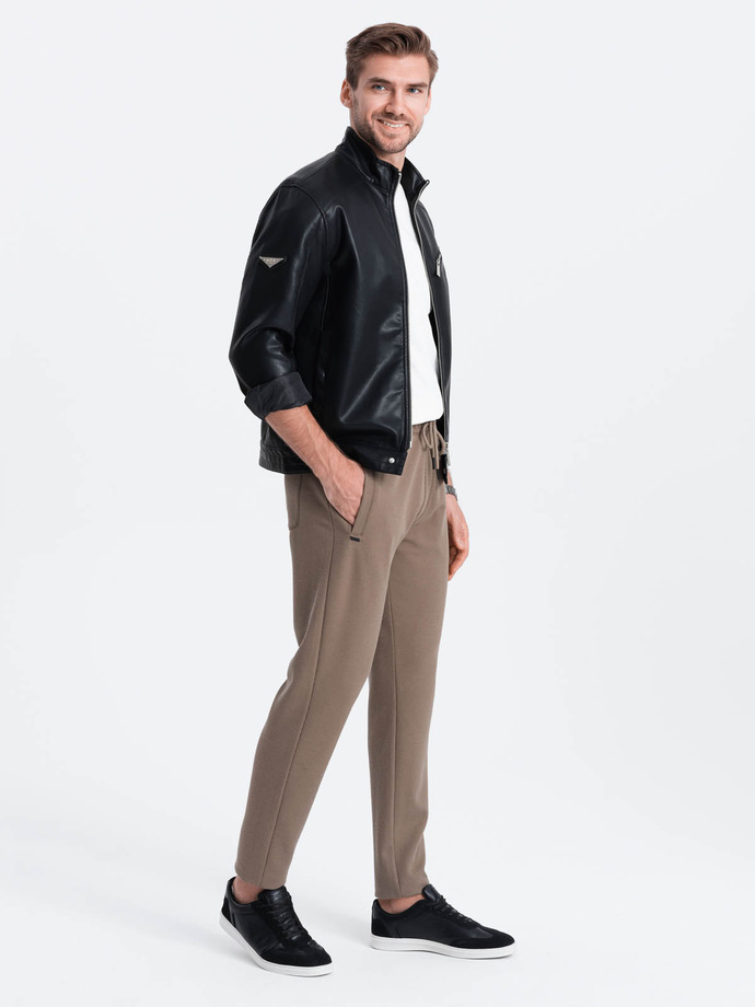 Men's carrot cut sweatpants - brown V2 OM-PASK-0166