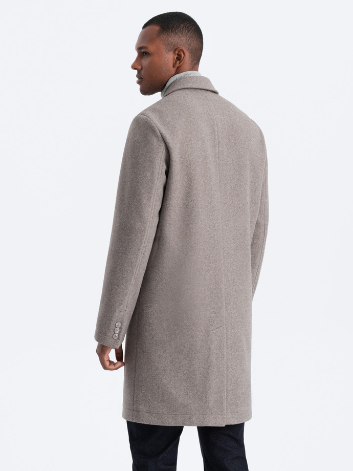 Men's lightweight single-breasted coat - light brown V4 OM-COWC-0104