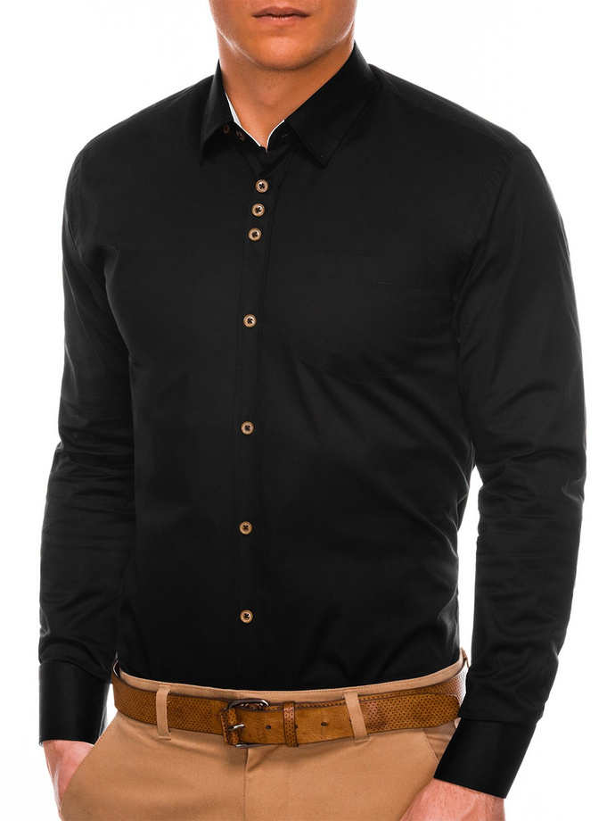 Men's elegant shirt with long sleeves K302 - black