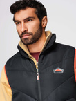 Men's quilted sleeveless jacket with neon accents - black V4 OM-JAVJ-0210