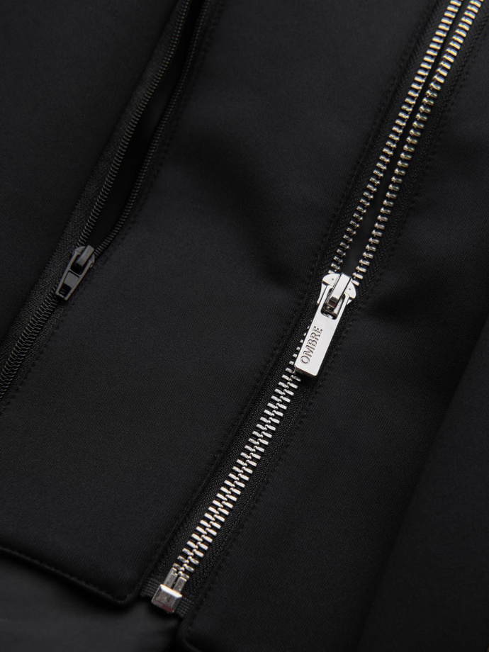 Męska marynarka z odpinaną podpinką i kapturem – czarna V1 OM-BLZB-0126