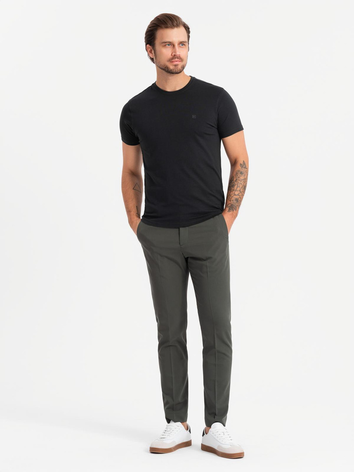 Męska koszulka z okrągłym dekoltem i logotypem SLIM FIT – czarna V3 OM-TSCT-0220