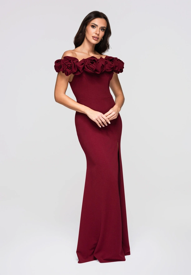 Evening dress LA-OM-DLR178 - burgundy