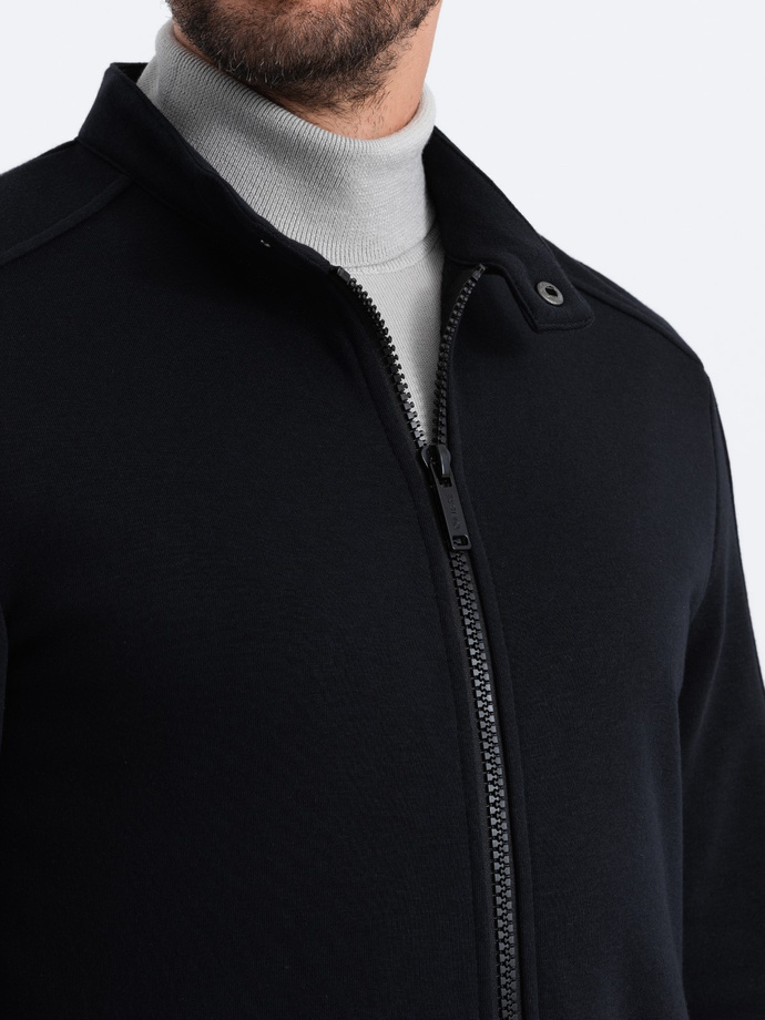Bluza męska rozpinana ze stójką - czarna V5 OM-SSZP-22FW-005