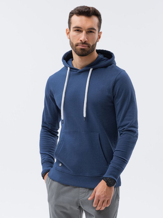 Bluza męska kangurka z kapturem - ciemnoniebieska V5 B1147