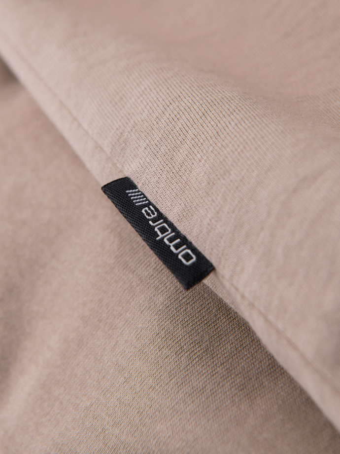 Klasyczny T-shirt męski bawełniany BASIC - piaskowy V11 OM-TSBS-0236