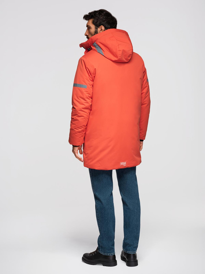 Men's long insulated jacket with reflective elements - orange V1 OM-JALJ-0169