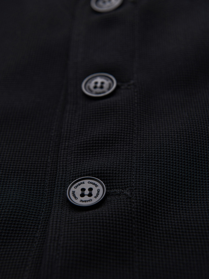 Dopasowana strukturalna męska kamizelka z naszywanymi kieszeniami – czarna V1 OM-BLZV-0146