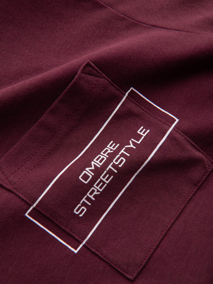 Men's Ombre Streetstyle cotton t-shirt with pocket print - maroon V3 OM-TSCT-0108
