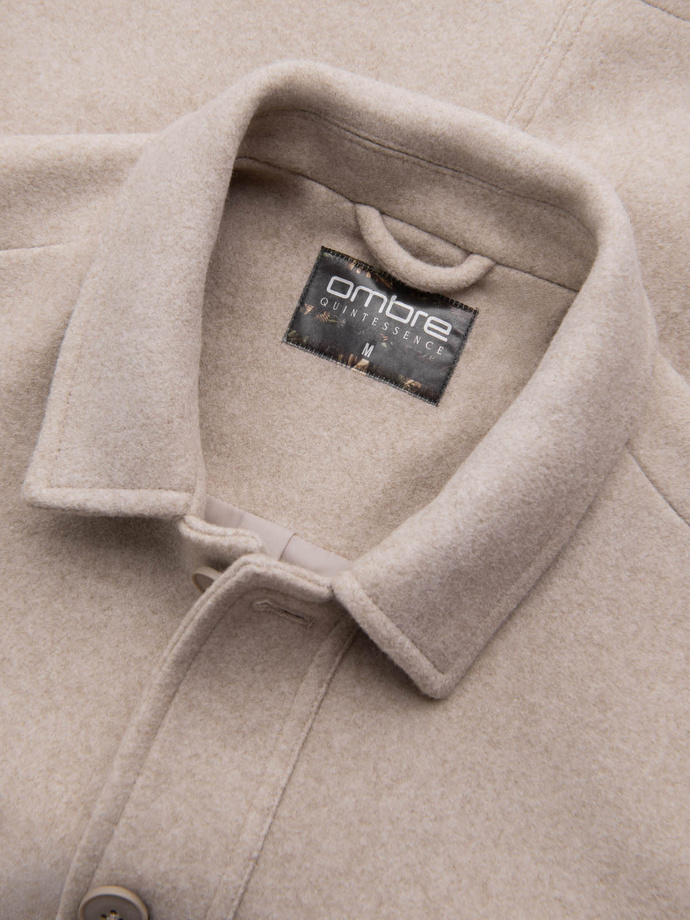 Men's lightweight fleece jacket with viscose - beige V1 OM-JANP-0199