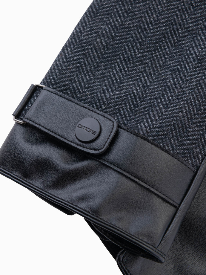 Men's elegant wool blend gloves - graphite melange V2 OM-ACGL-0111