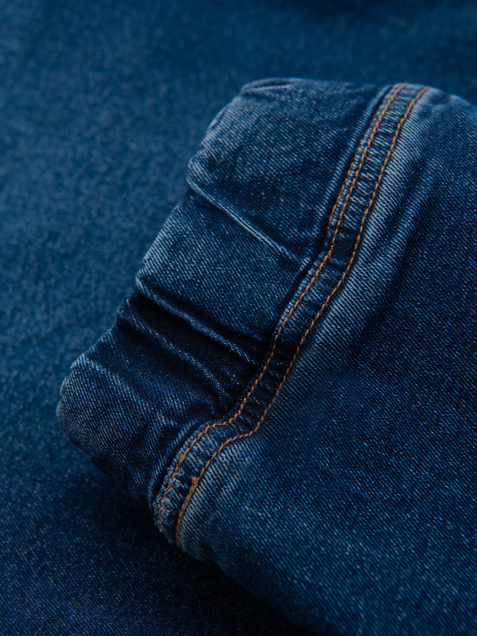 Spodnie męskie jeansowe JOGGERY z klasyczna opaśnicą - niebieskie V2 OM-PADJ-0265