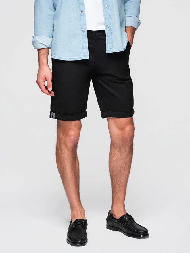 Classic men's chino shorts with rolled up leg - black V9 OM-SRCS-0197