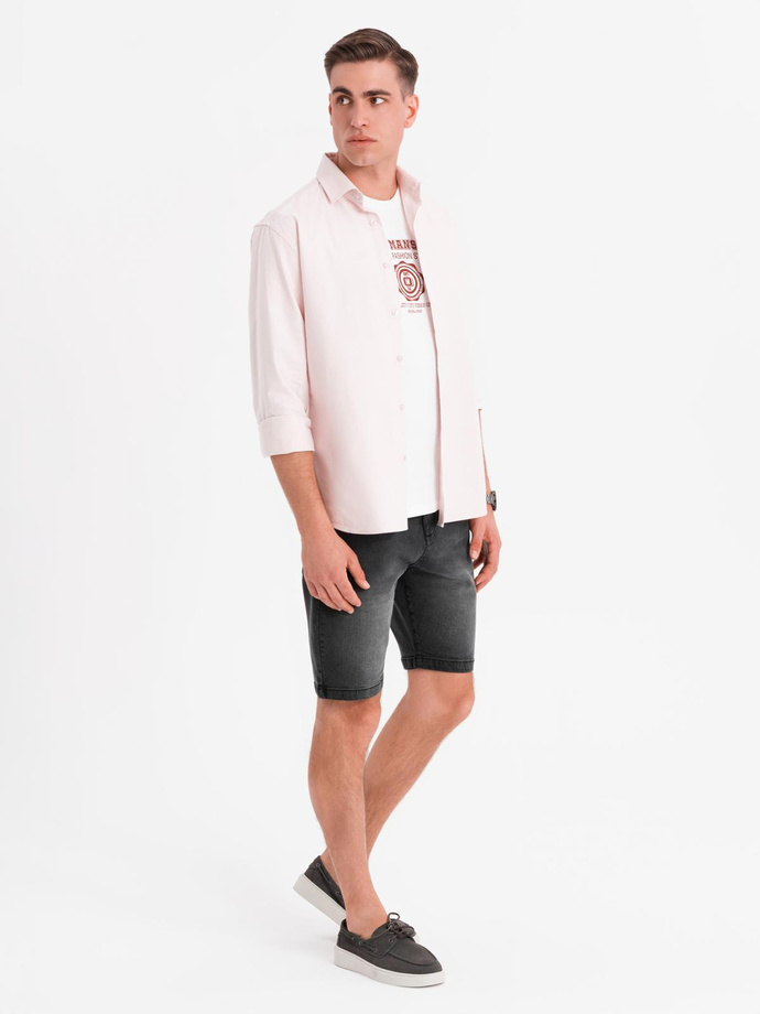 Men's classic cut denim shorts - black V4 OM-SRDS-0171