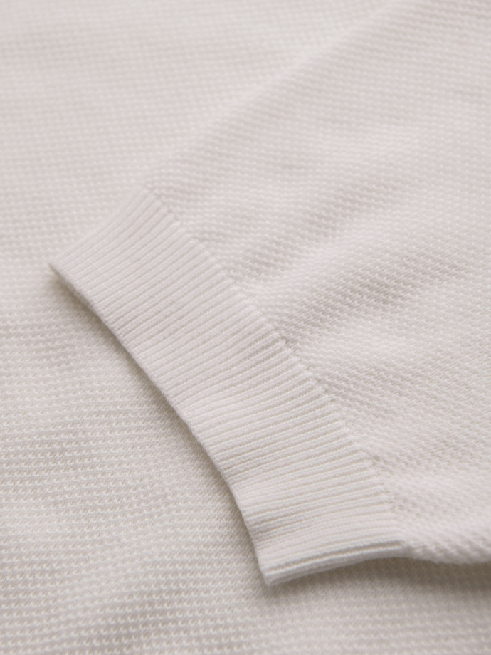 Men's cotton structured knit polo shirt - broken white V4 OM-POSS-0117