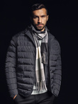 Men's scarf - dark grey/white A408