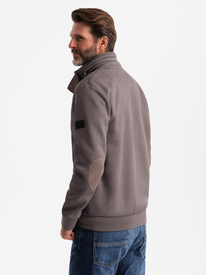 Men's jacket with high collar and fleece interior - ash V2 OM-JANP-0154