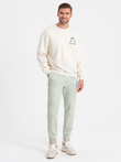 Men's elastic waistband sweatpants with stitching - mint V3 OM-PASK-0142