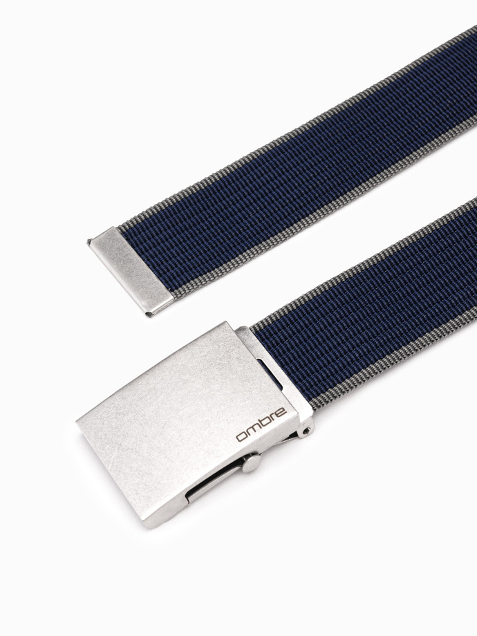 Men's two-tone parchment belt - navy blue A364