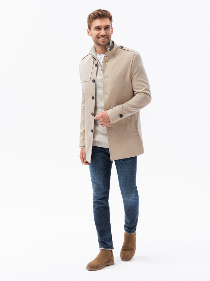 Men's mid-season coat - beige C269