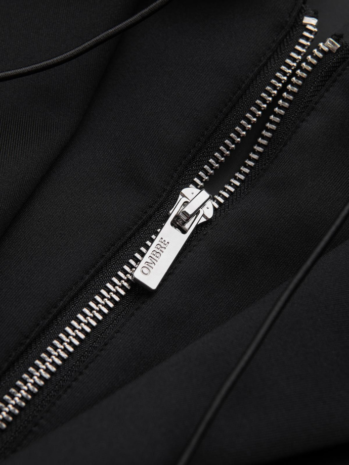 Men's blazer with detachable underlining and hood - black V1 OM-BLZB-0126