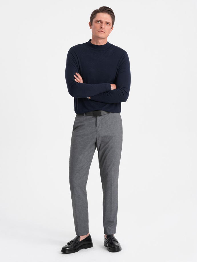 Men's knitted half-golf with viscose - navy blue V2 OM-SWTN-0100