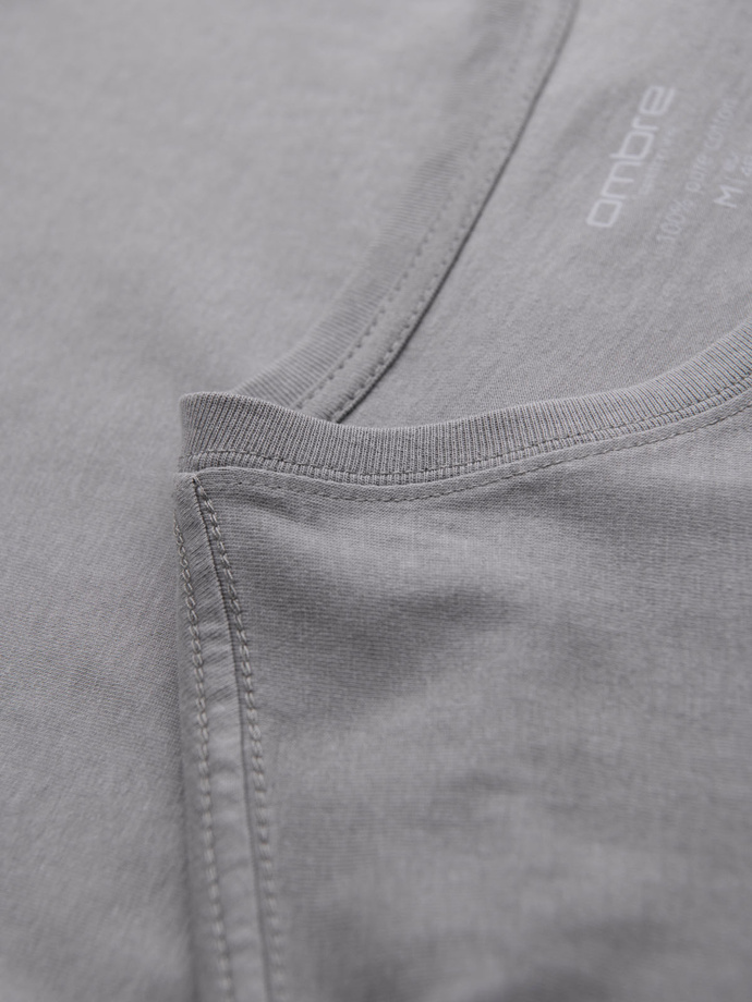 Męski klasyczny bawełniany T-shirt BASIC - szary V3 OM-TSBS-0236