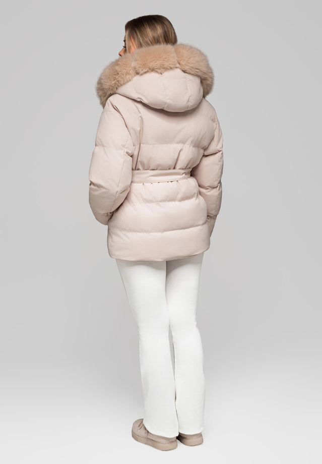 Women's insulated jacket with fur OW-JALP-0103 v1 - beige