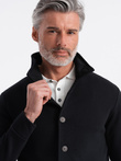 Men's button-down sweatshirt with casual collar - black V6 OM-SSZP-0171