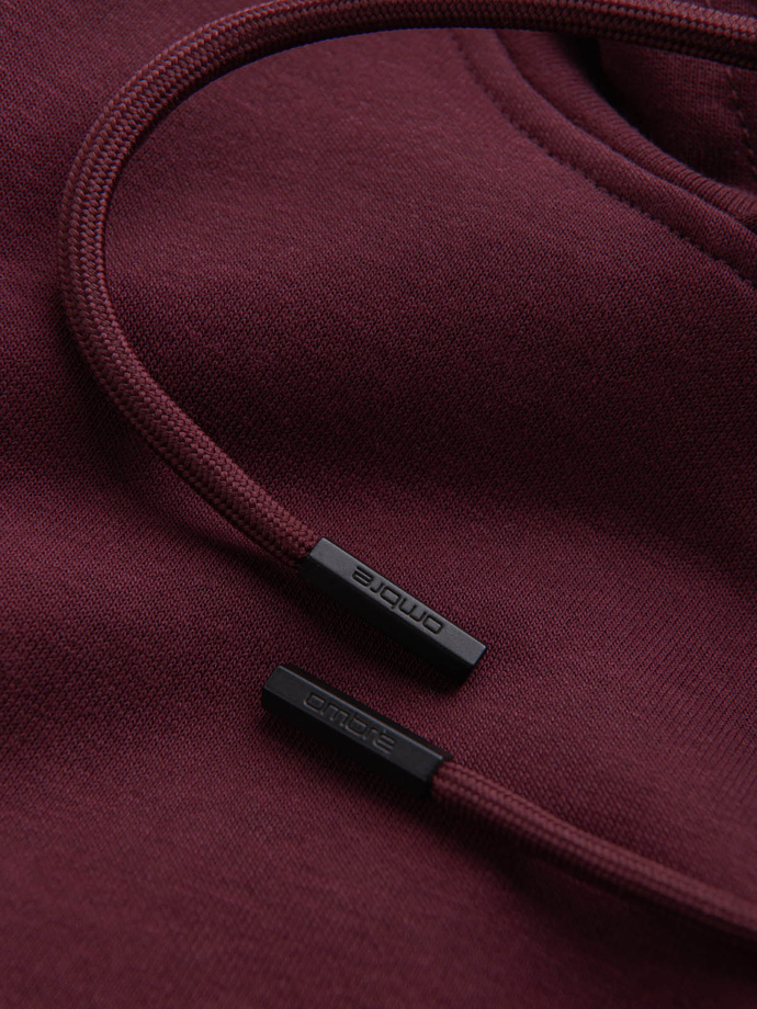 BASIC men's cotton sweatshirt kangaroo hoodie - maroon V3 OM-SSBN-0161