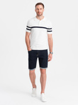 Men's denim shorts with rolled up legs - navy blue V1 OM-SRDS-0134