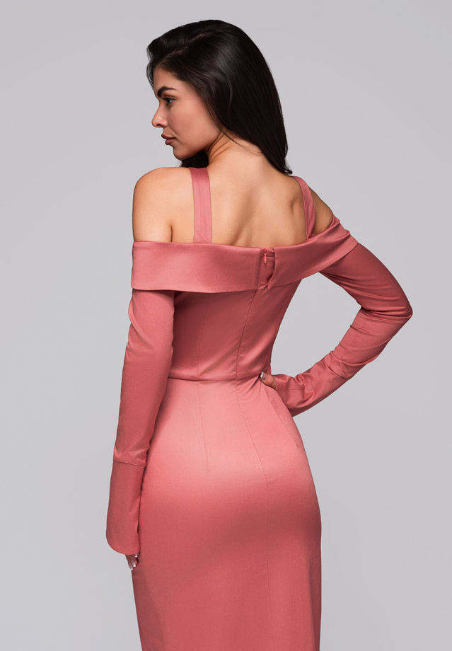 Sukienka wieczorowa LA-OM-DLR250 - dark pink