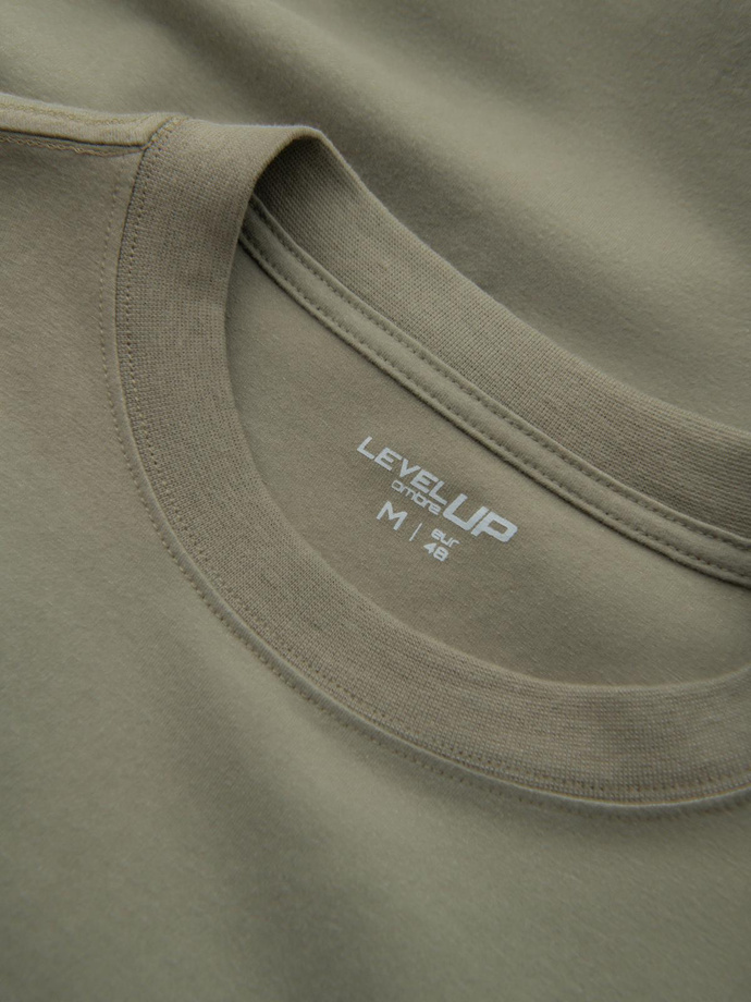 Men's cotton longsleeve LOOSE FIT with round neckline - khaki V4 OM-LSBC-0129