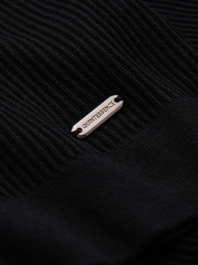 Men's buttonless polo shirt with open collar - black V2 OM-POSS-0160