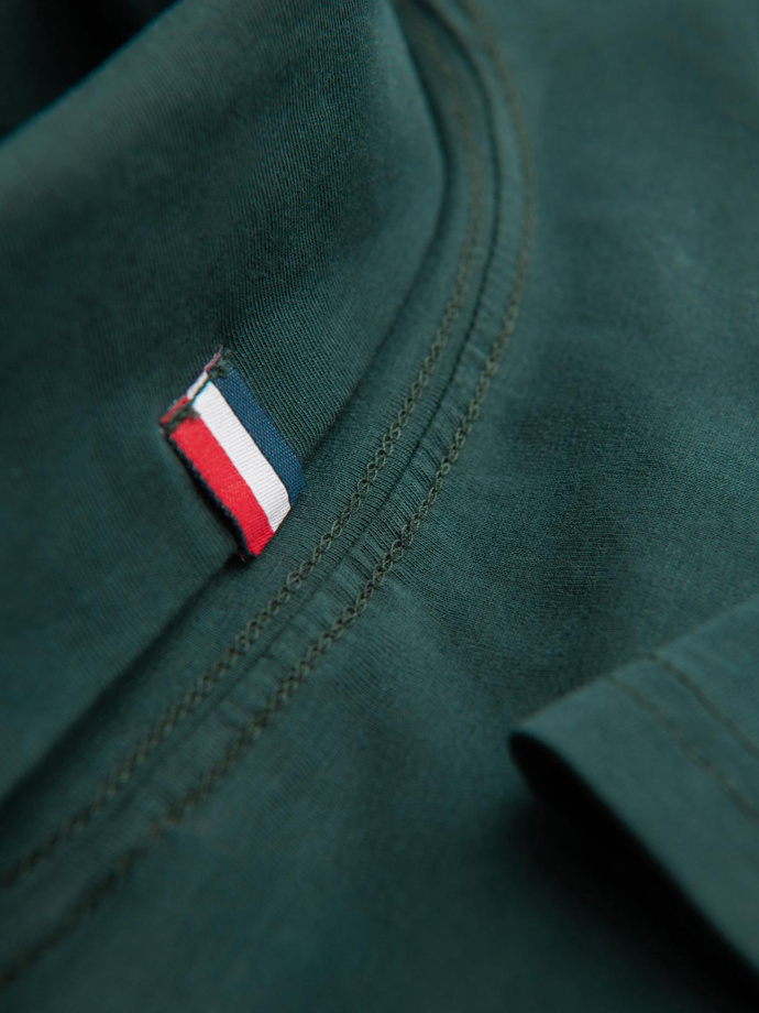 Męski longsleeve gładki z golfem - ciemnozielony V7 OM-OM-LSCL-0130