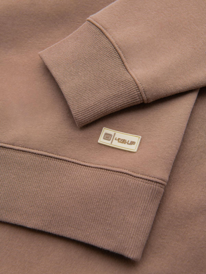 Klasyczna dresowa bluza unisex z okrągłym dekoltem – brązowa V16 OU-SNBC-0104