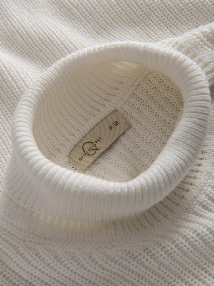 Classic men's cotton turtleneck sweater - white V3 OM-SWTN-0162