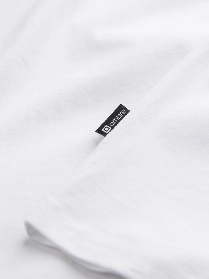 Longsleeve męski BASIC z okrągłym dekoltem - biały V4 OM-LSBL-0106